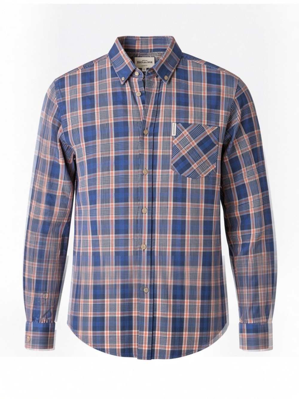 Ben Sherman Men's Long Sleeve Crepe Texture Check Shirt large